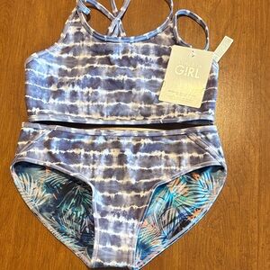 NWT Athleta Girl Reversible Tropics Tie Dye Bikini Set Sz 14.